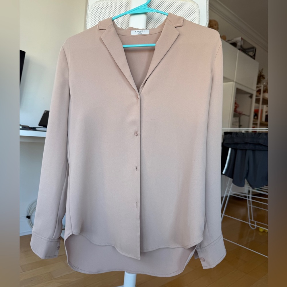 Babaton Beige Button Down Shirt